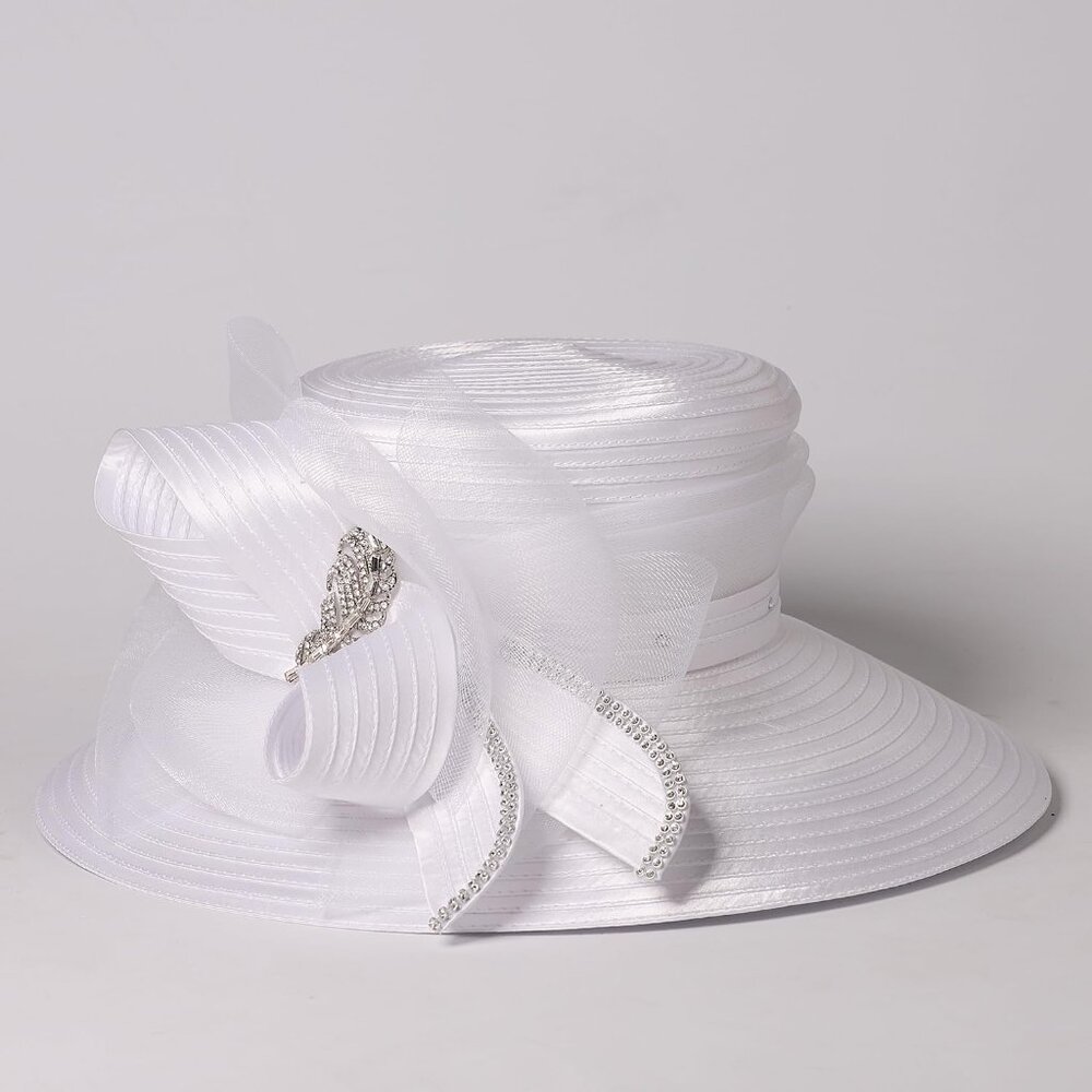 Wedding Bridal Church Party Derby Hats For Women Bow Formal Bowler Hat Wide Brim View 4